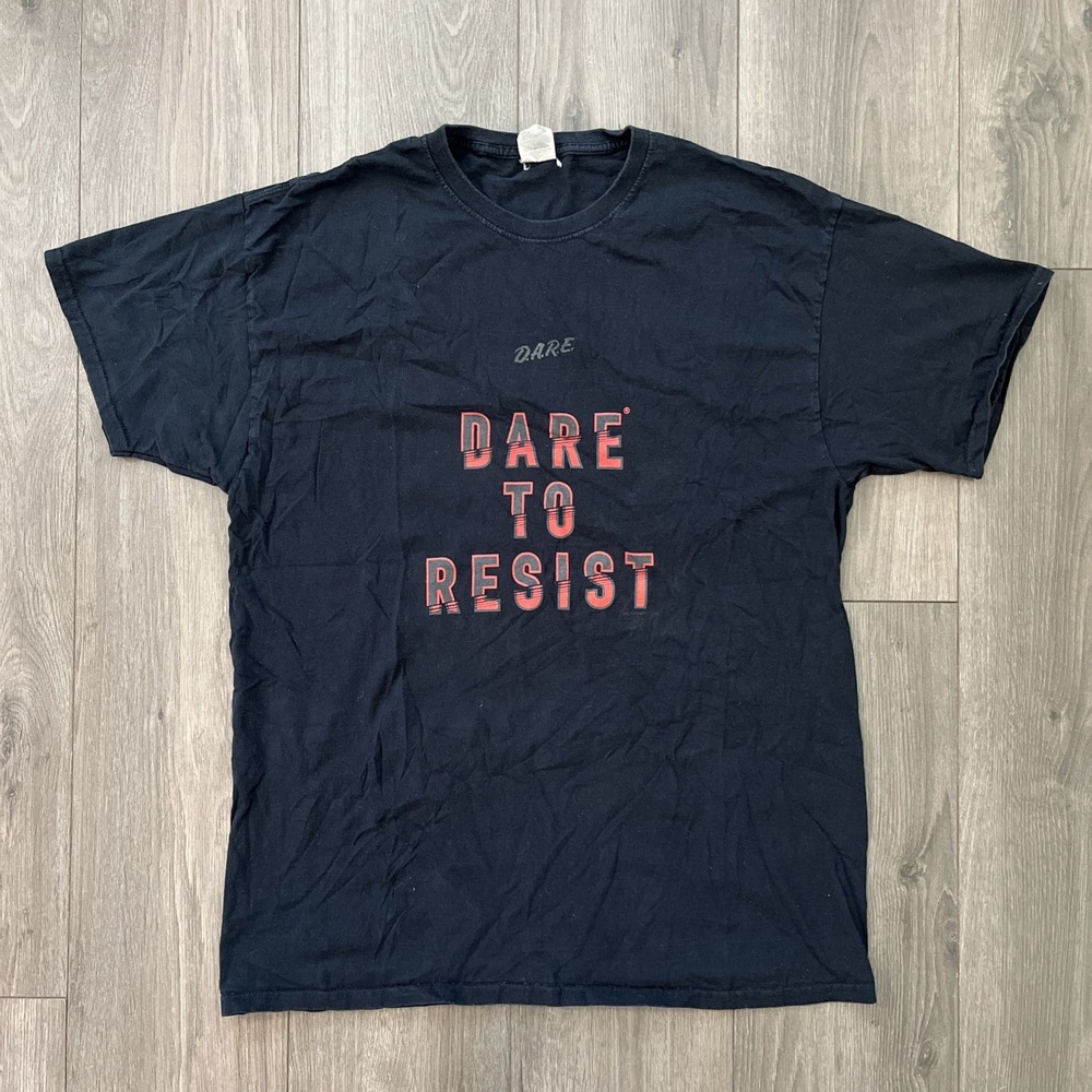 VTG D.A.R.E. DARE To Resist Mens XL T Shirt Black Short Sleeve